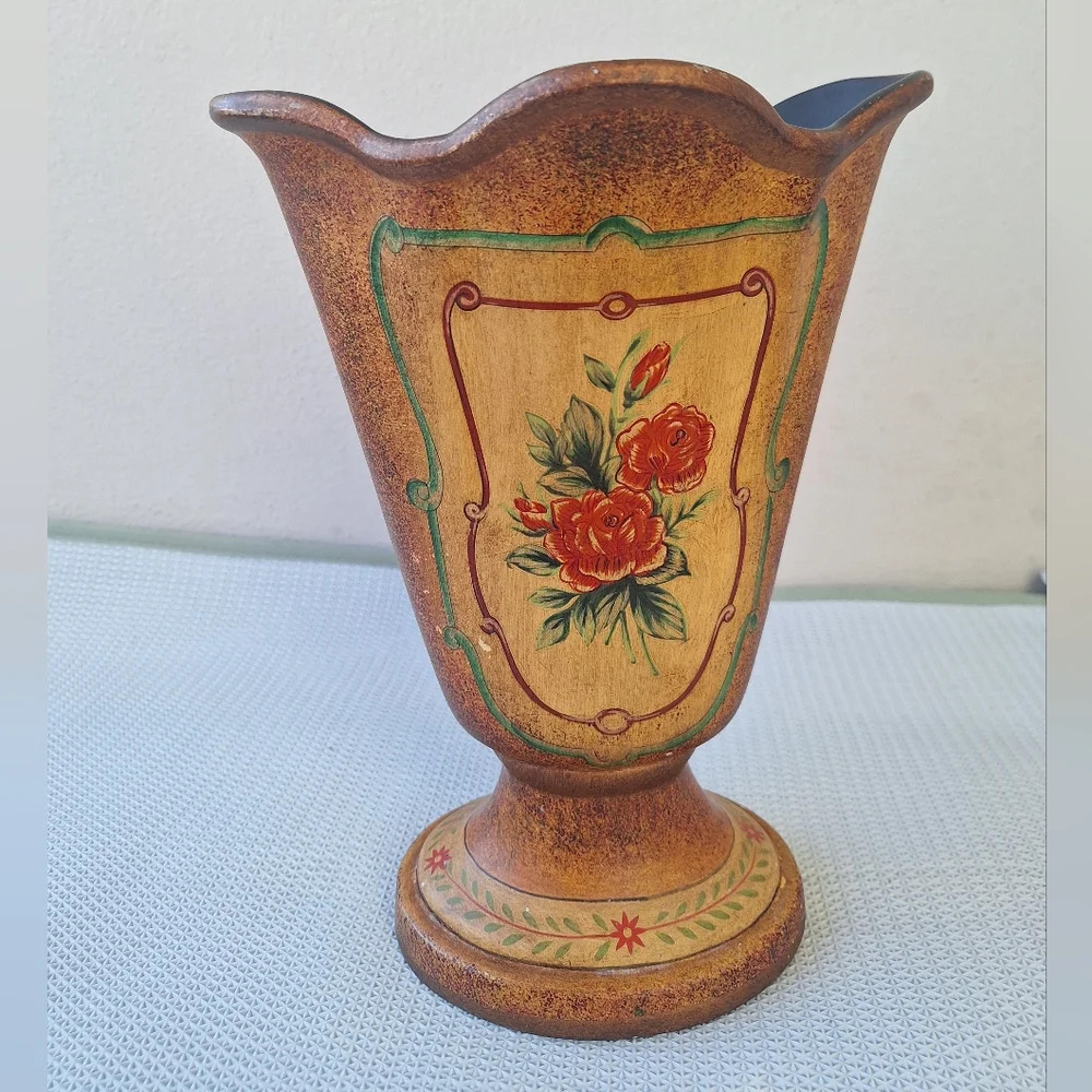 Large Georgian Style Vase 11" T Floral Motif